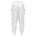thumbnail image 4 of inhzoy Mens Satin Harem Pants Casual Elastic Waist Dhoti Pants Baggy Boho Hippie Wedding Party Kurta White 3XL, 4 of 5