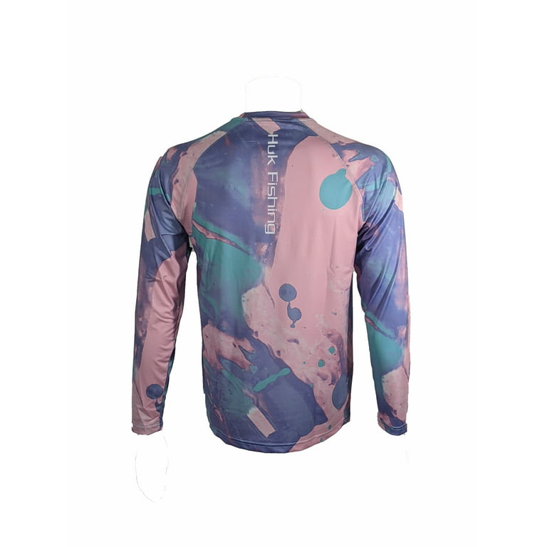 Huk Youth Tie Dye Lava Youth Large Blue Radiance Long Sleeve Fishing Shirt  