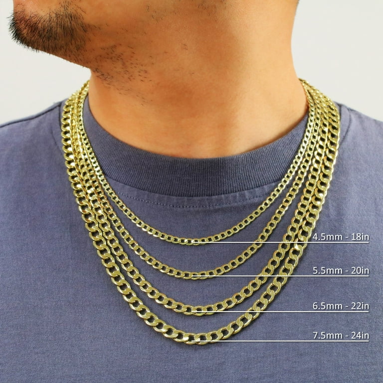 Nuragold 14K Real Yellow Gold Cuban Curb Link Chain Necklace 16