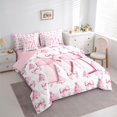 thumbnail image 3 of Homewish Letter Monogrammed M 7-Piece Bedding Comforter Set For Kids Children Teens,Kawaii Ribbon Bowknot King Bedding Sets,Merry Christmas Ultra Soft Bed Sheets,Super Cozy Room Decor,Reversible, 3 of 8