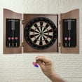 thumbnail image 2 of Brown Wall-Mounted Wooden Dartboard W/ Cabinet & Dart Boards Set for Adults, 2 of 20
