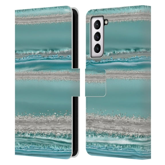 Head Case Designs Officially Licensed LebensArt Glamour Blue Teal Leather Book Wallet Case Cover Compatible with Samsung Galaxy S21 5G