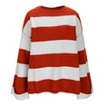 thumbnail image 6 of hoksml Women's Striped Long Sleeve Knitted Sweater Fashion Color Block Crewneck Pullover Slim Fit Soft Casual Fall Top, 6 of 8