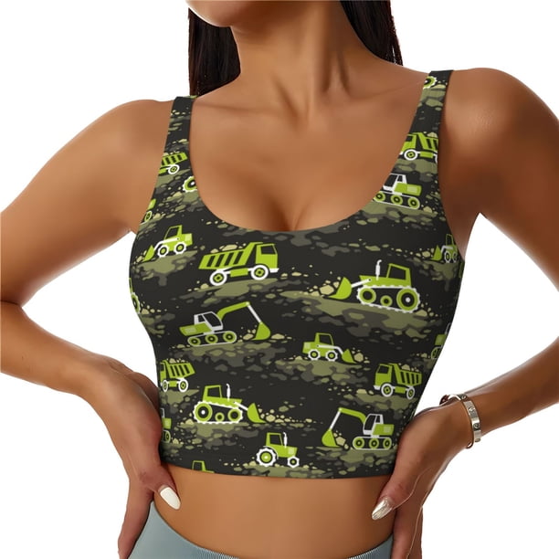 Balery Light Green Excavator Sujetadores deportivos con espalda cruzada para mujer, acolchados, sin costuras, de alto impacto, ideales para yoga, gimnasio, entrenamiento y fitness.-