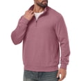 thumbnail image 5 of JWD Mens Quarter Zip Pullover Mock Neck Long Sleeve Casual Sweatshirt Lightweight Knit Top Wine Red L, 5 of 8