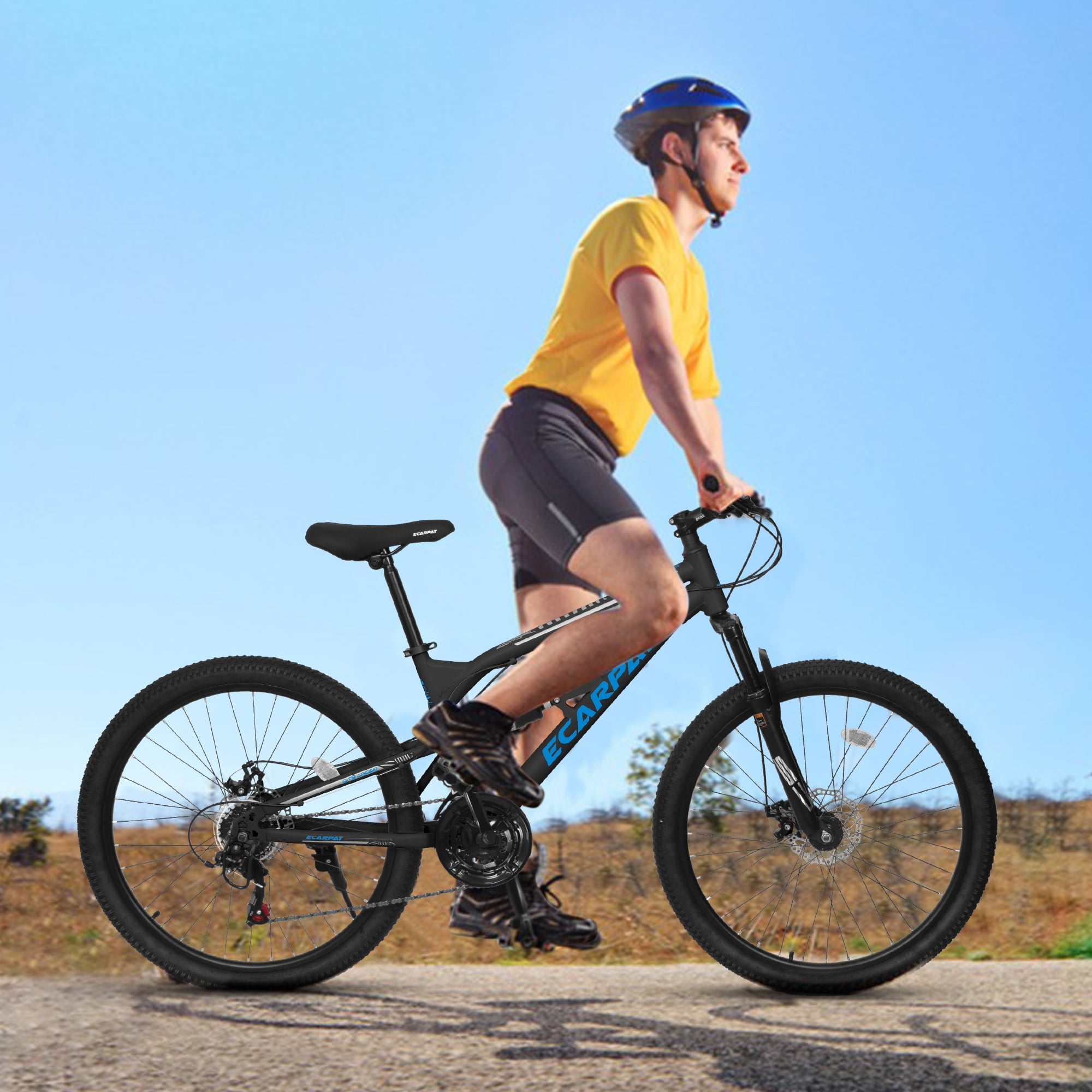 27.5 inch Dual Full Suspension Mountain Bike, 21 Speeds Dual Disc Brake, Carbon Steel Mountain Bike, Trail Beach Snow Commuter City Bikes, Birthday Gift Choice