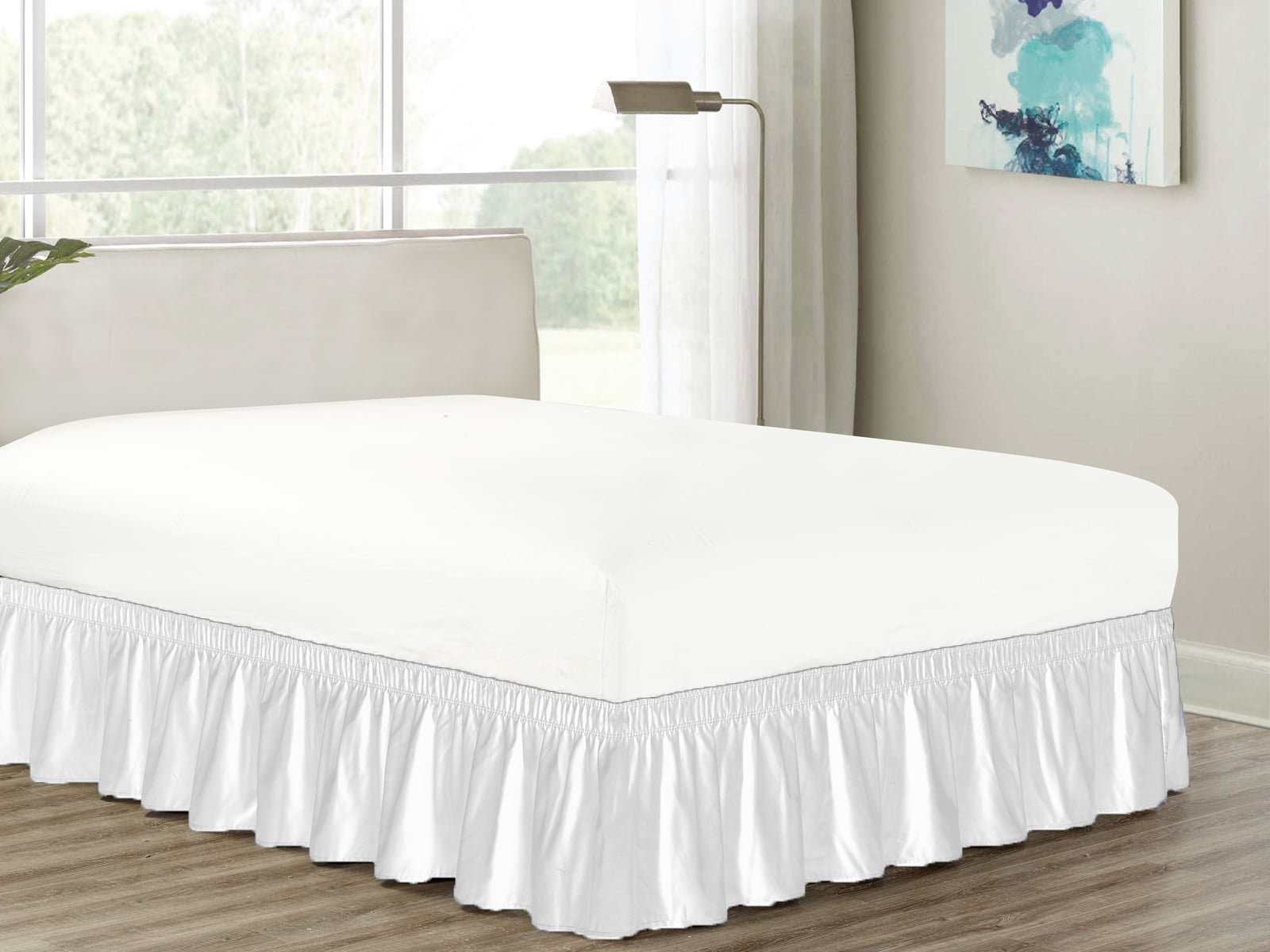 Details about   3 Sided Wrap Around Simple Tuck Dust Ruffled Bed Skirt Solid White 800 TC Cotton 