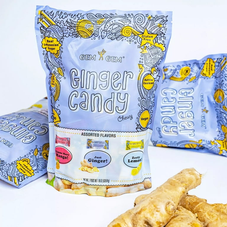 Gem Gem Chewy Ginger Candy 190z Assorted Flavor - Just Ginger