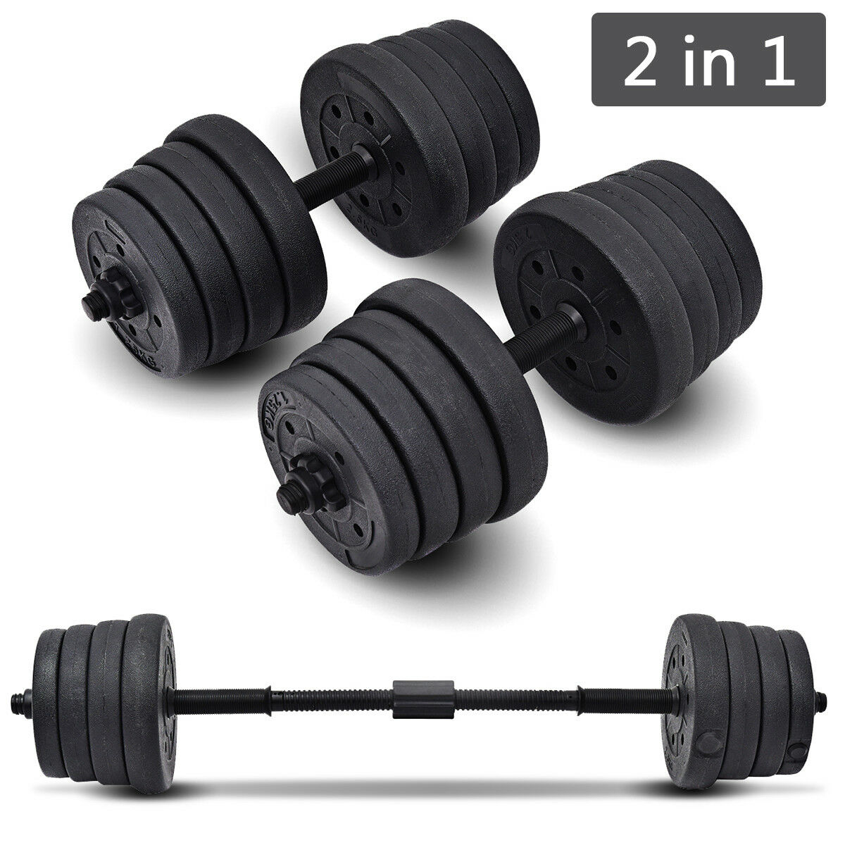 66lbs Weight Dumbbell Set Adjustable Cap Barbell Plates Body Training