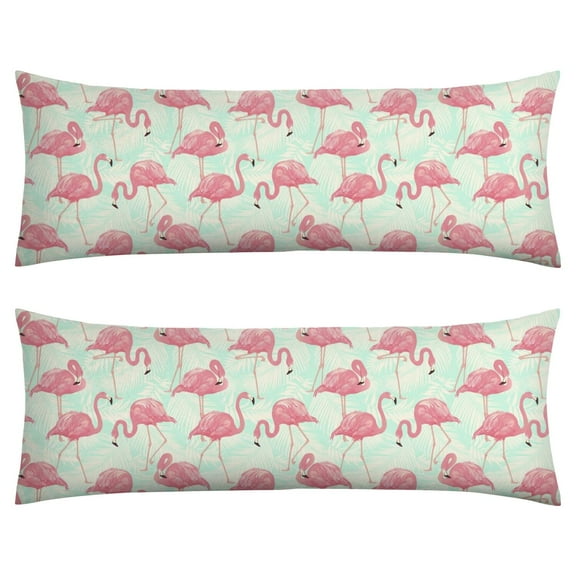 Long Body Pillow Cover - Soft & Breathable, Hidden Zipper, 20"x54", Tropical Flamingo & Floral Print - Perfect Gift for Beach Lovers, Side Sleepers, Summer Home Decor
