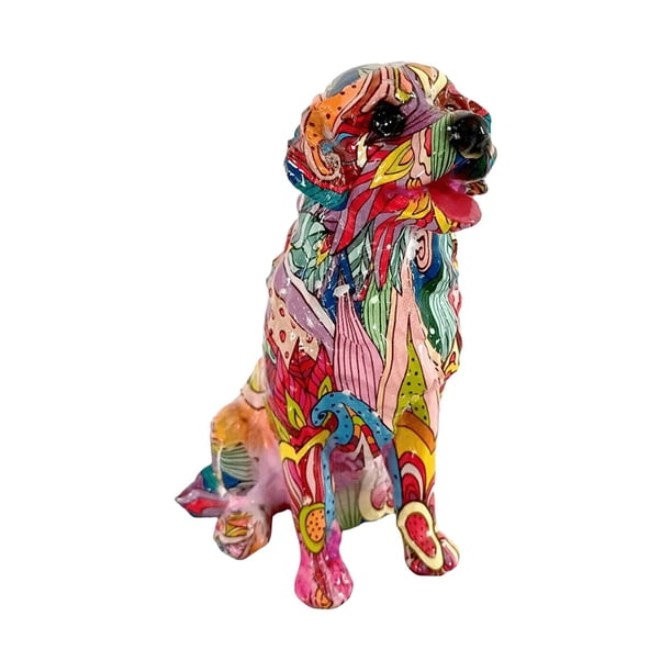 Estatuas de perros coloridas Figuras de graffiti Escultura Regalo Decoración para el hogar Artesanía de resina Adorno Figura animal para fiesta Sala Estilo D mayimx Estatua de resina