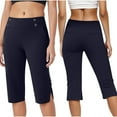 thumbnail image 2 of Lovzfmll Work & Yoga Capris for Women, 7/8 Length Stretch Pants, High Waist Comfort Fit Athletic Bottoms Navy, XL, 2 of 9
