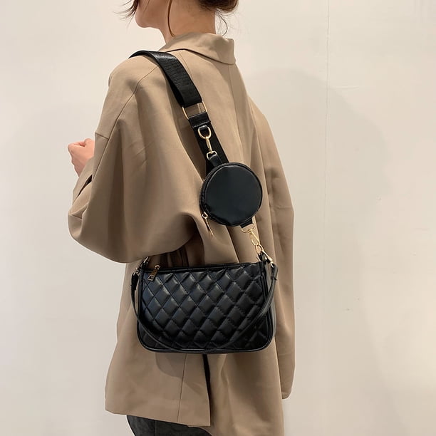 Bolsos de piel sintética de 2 piezas para mujer bandoleras femeninas Likrtyny de moda de Color sólido bolsos cruzados pequeños informales con monedero redondo