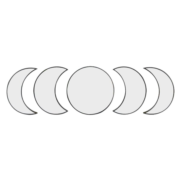 Juego de espejos de fase lunar, adorno Interior estético, decoración de pared Premium, 5 uds. Negro Yuyangstore Espejo de fase lunar