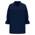 thumbnail image 4 of Heisall Women's V Neck 3/4 Sleeve Blouse Solid Color Casual Tops Polyester Shirts for Daily Wear, 4 of 6