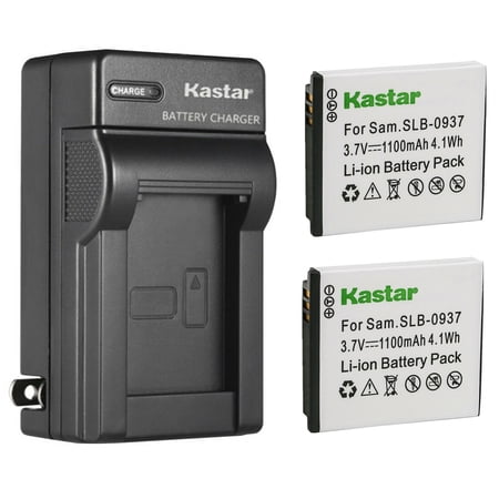 Kastar 2-Pack Battery and AC Wall Charger Replacement for Samsung SLB-0937 Battery SAC-47 Charger Samsung CL5 CL50 CL80 I8 Digimax L730 Digimax L735 Digimax L830 NV4 NV33 ST10 Camera