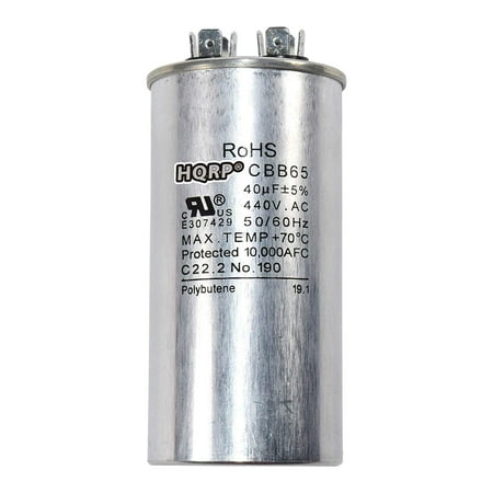 Heat Pump Capacitor HQRP 40uF 370-440V Run Capacitor AC Electric Motor Start HVAC Blower Compressor Pump 40MFD CBB65 Plus HQRP Coaster ()
