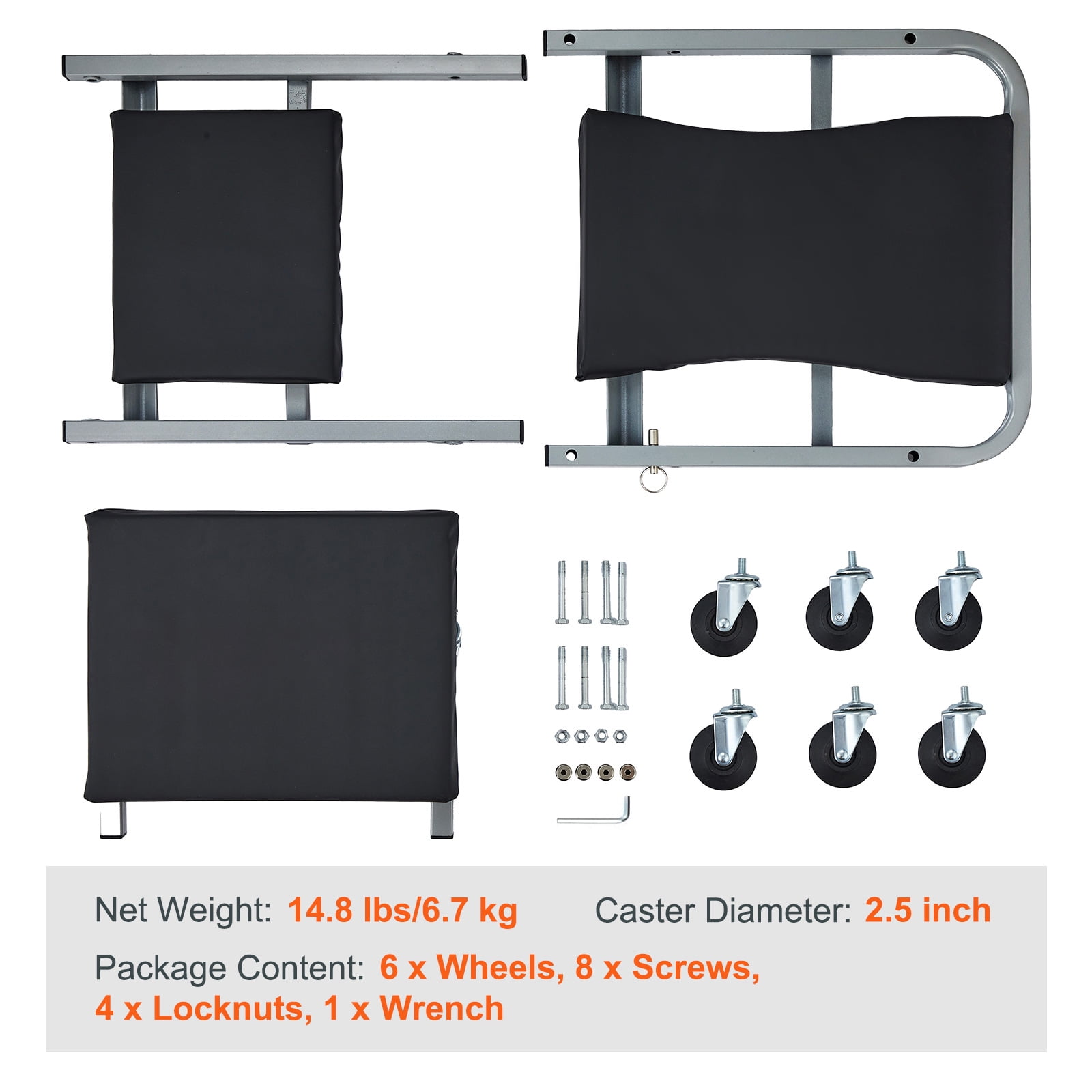 KFFKFF 36'' 2 in 1 Z Creeper 300 lbs, Sleek Low Profile Design with 6 Wheels for Efficient Mobility in Garages, Workshops, and Auto Repair Tasks, Foldable for Easy Storage, Black