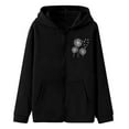 thumbnail image 3 of AOOCHASLIY Women Winter Coat Women Fashion Zipper V-Neck Pullover Tops Long Sleeve Print Hooded Blouse Sweatshirt, 3 of 4