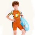 thumbnail image 3 of Niños con traje de baño Nadar ropa engrosada ropa de surf niño traje mojado desgaste de buceo con mangas cortas para piscina de playa con naranja m Scienceny OD003684-07, 3 of 7