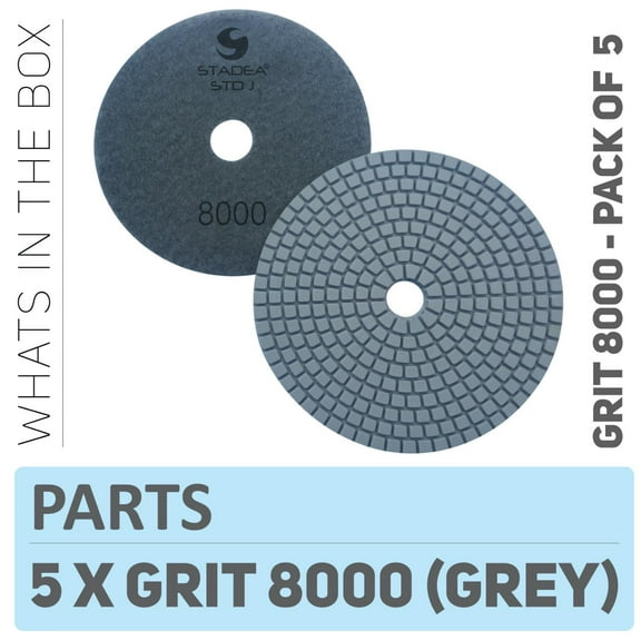 Stadea PPW250D Diamond Polishing Pads 5" For Concrete Terrazzo Marble Granite Countertop Floor Wet Polishing, Grit 8000 - Pack of 5