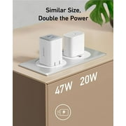 Anker Nano Charger, 47W USB C Charger, 2 Port Compact Foldable for iPhone 16/15 and More Series