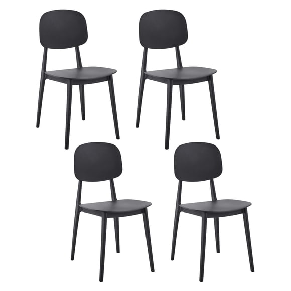 Set 4 Sillas de Comedor TOP LIVING de Plástico Respaldo Ovalado Negro