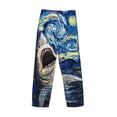 thumbnail image 3 of Vsdgher Vintage Starry Sky Shark Print Mens Pajama Pants Sleep & Lounge Pants, PJ Bottoms With elastic waistb and Pockets, 3 of 5
