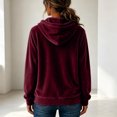 thumbnail image 5 of Iroehba Hoodies for Women Solid Hooded Drawstring Pocket Drop Shoulder Regular Cut Pullover, Soft Casual Versatile Daily Outfit, 5 of 5