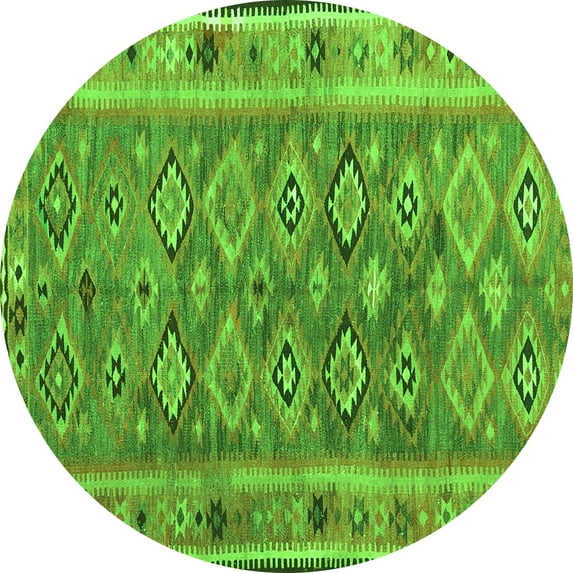 Ahgly Company Indoor Round Southwestern Green Country Area Rugs, 6' Round
