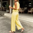 thumbnail image 6 of Lcziwo Plaid Two Piece Set for Women Elastic Waist Ruffle Trim Tank Tops Wide Leg Pant Set Casual Beach Vacation Lounge Set Yellow,L, 6 of 8