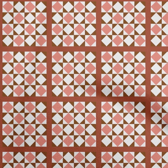 oneOone Cotton Cambric Brown Fabric Mosaic Fabric For Sewing Printed Craft Fabric By The Yard 56 Inch Wide