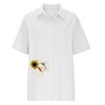 thumbnail image 4 of EQWLJWE Chemises pour Femmes Liquidation Femmes Manches Courtes Décontracté Imprimé Manches Courtes Ample Bouton Col Rabattu Chemise Blouse Unie, 4 of 8