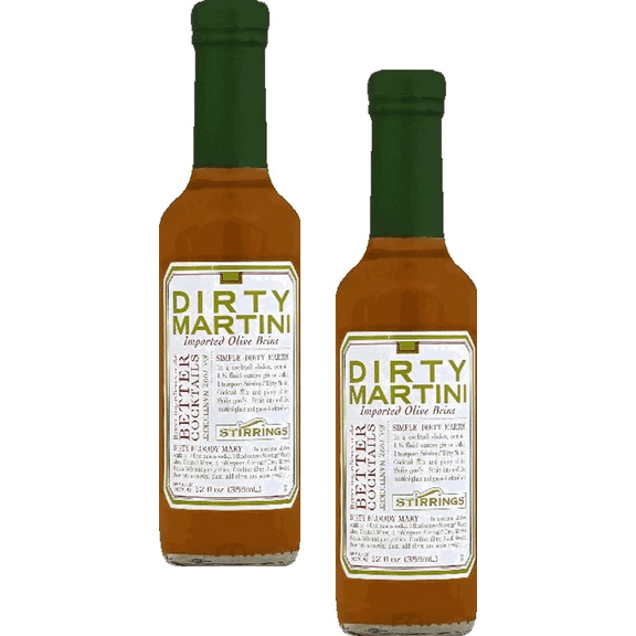 Stirrings Non-Alcoholic Dirty Martini Cocktail Mixer, 2-Pack 12 Ounce (355ml) Bottles