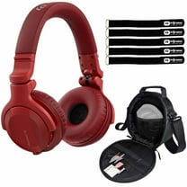 Pioneer DJ HDJ-CUE1BT Matte Red Wireless Bluetooth Headphones with Headphone Gear Bag Package