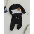 thumbnail image 3 of Wassery 2PCS Toddler Baby Boys Clothes Crew Neck Long Sleeve  Contrast Color Sweatshirt Pullover Top Long Pant Fall Winter Jogger Outfits 0-3 Years, 3 of 8