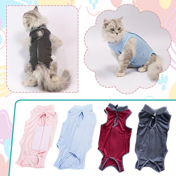 Ympkerial Cat Recovery Suit Post Surgery Bodysuit for Female Male Cats Anti Licking Soft Onesie After Spay Neuter Abdominal Wound Care Pet Surgical Clothes Grey L