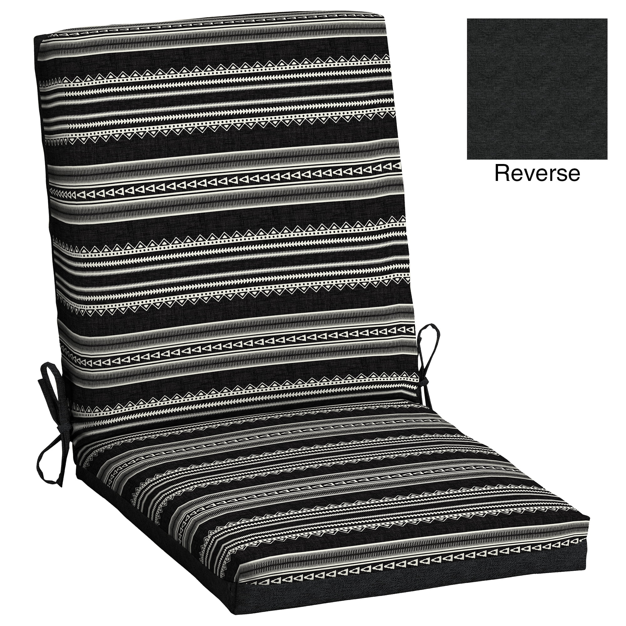 Mainstays Black Global Stripe 43" Outdoor Dining Chair Cushion