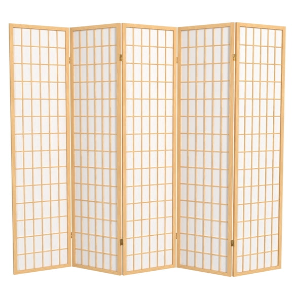 6 ft. Tall Window Pane Shoji Screen - Natural - 5 Panels