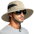 thumbnail image 2 of Breathable Mesh Sun Hat, Large Brim Fishing Cap, Beach Leisure Headwear, Unisex Lightweight Anti Sun Headgear for Outdoor Fishing Seaside Vacation Travel Casual Sunscreen Hat,Khaki, 2 of 9