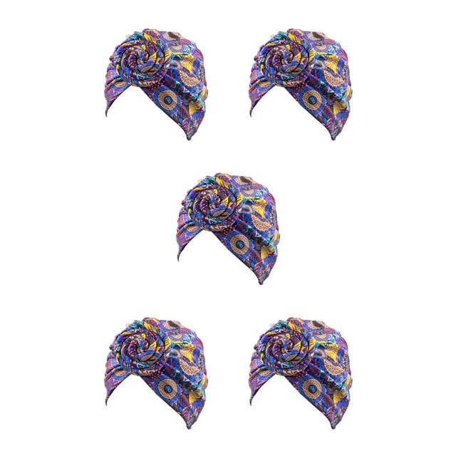 Minnieouse Nudo Turbante Estampado Hijab Beanie Estilo bohemio Gorros plisados Accesorios para el cabello femenino Gorro Banquete de Type2 NO2