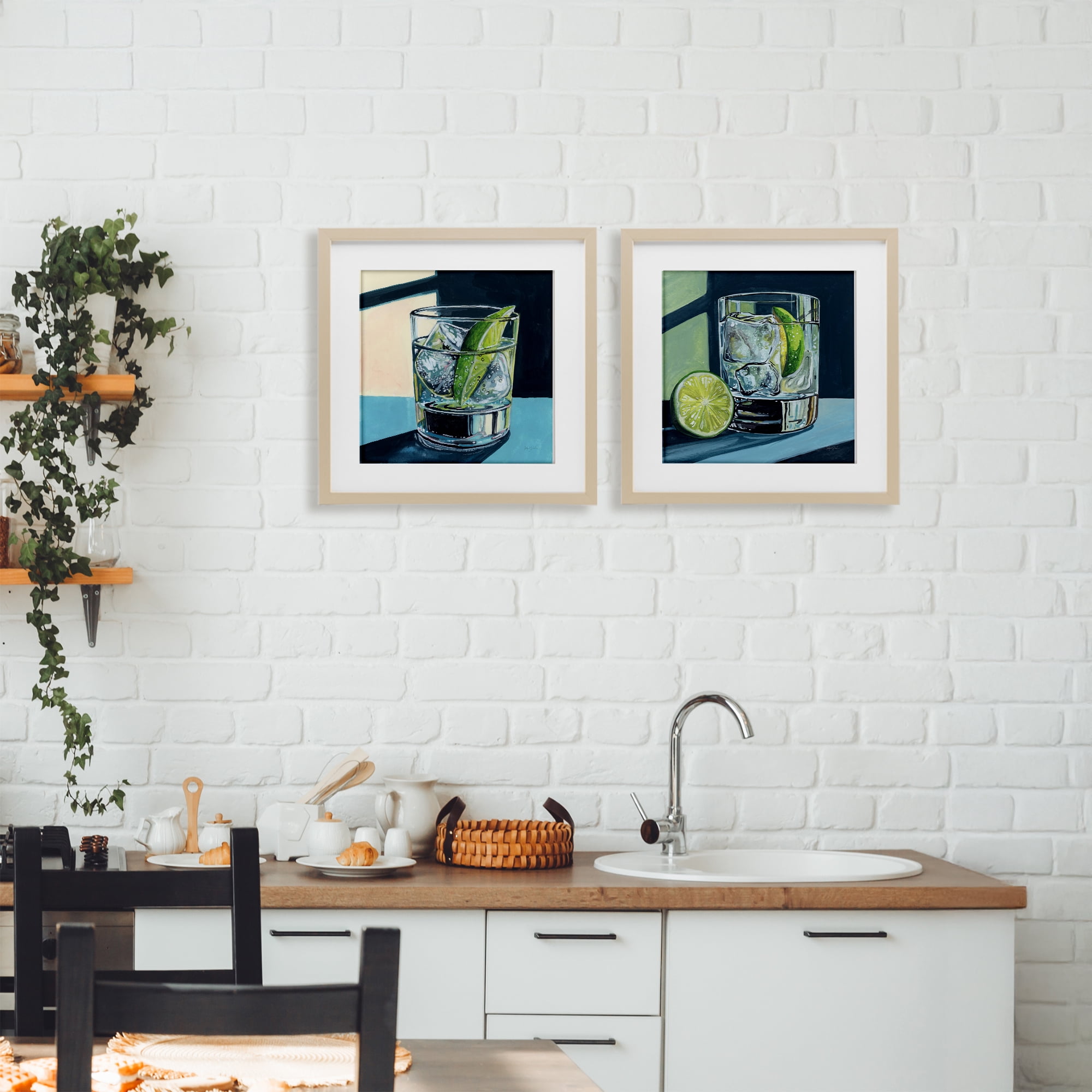 Stupell Industries Strong Gin Tonic Cocktail 2 Piece Birch Framed Print Under Glass Set, design by Kate Jarvik Birch