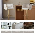 thumbnail image 4 of Tzicr Velvet Bar Stools Set of 2, Luxury Upholstered Bar Chairs with Woven Back & Footrest, Adjustable Counter Height Bar Chairs for Cafe, Pub, Bar Counter (Beige), 4 of 8