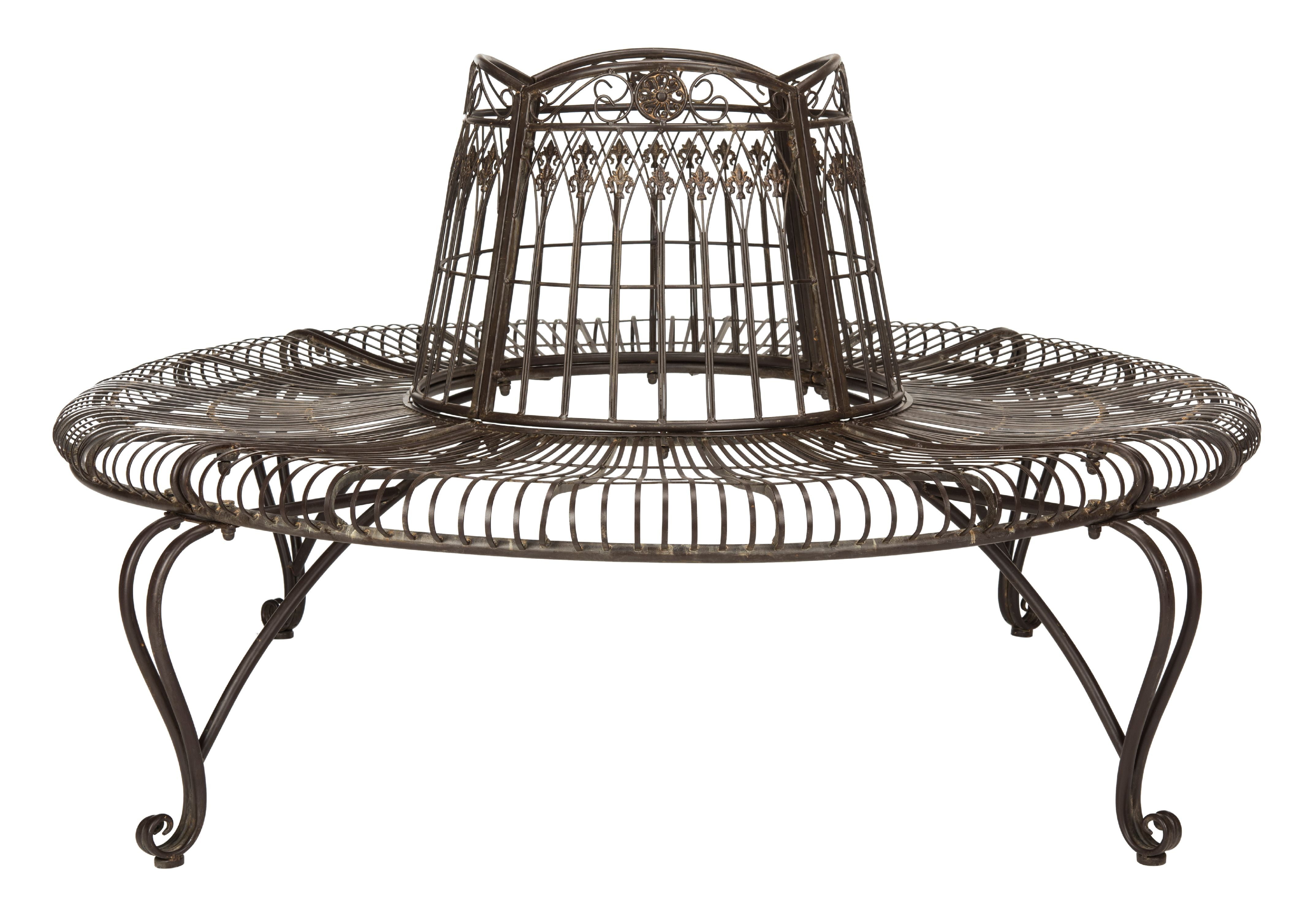 Wrought iron wrap around tree bench hot sale