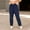Navy, variant on Idoravan Women's Plus Size Pants Fashion Womens Casual Loose Cotton Linen Ladies Solid Elastic Waist Wide-leg Button Pants
