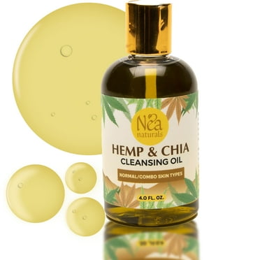 Nea Naturals Hemp & Chia Facial Cleansing Oil - Daily Makeup Remover Facial Cleanser for All Skin Type 4.0 fl.oz