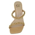 thumbnail image 4 of Delicious Shoes Women Block High Heel Sandals Gold Chain Band Square Toe FENN-S Natural Beige 6, 4 of 4
