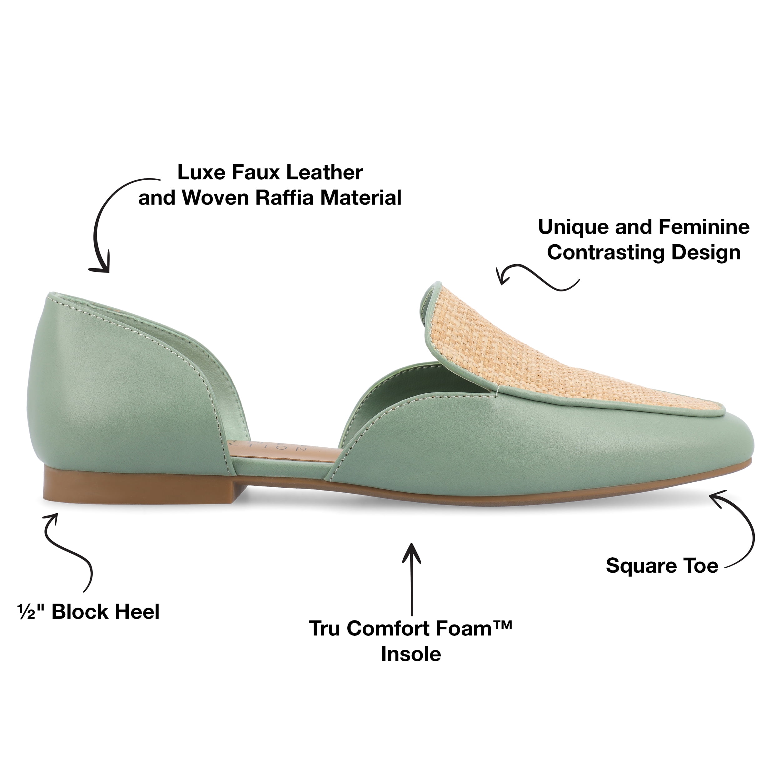Journee Womens Kennza Soft Faux Leather Slip On Flats