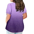 thumbnail image 3 of EHTMSAK Dressy Womens Tops Plus Size Solid Tee Shirts Clearance Crew Neck Ladies Short Sleeve Tops with Lower Sides Summer Womens Plus-Size Tops for Leggings Light Purple 4X, 3 of 7