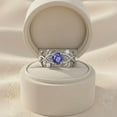 thumbnail image 3 of Solitaire Round 6mm Simulated Tanzanite Gemstone 925 Sterling Silver Cocktail Women Valentines Day Gifts Ring, 3 of 7